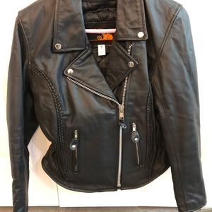 Leather jacket motorcycle helmet